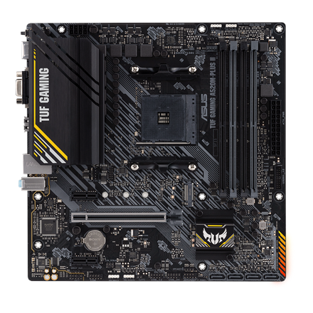 440x440 Asus | TUF GAMING A520M-PLUS II | Processor family AMD | Processor socket AM4 | DDR4 DIMM | Memory slots 4 | Supported hard disk drive interfaces SATA, M.2 | Number of SATA connectors 4 | Chipset AMD A520 | Micro ATX