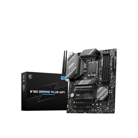MSI | B760 GAMING PLUS WIFI | Processor family Intel | Processor socket  LGA1700 | DDR5 | Memory slots 4 | Supported hard disk drive interfaces SATA, M.2 | Number of SATA connectors 4 | Chipset Intel B760 | ATX