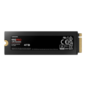 440x440 Samsung | 990 PRO with Heatsink | 4000 GB | SSD form factor M.2 2280 | Solid-state drive interface M.2 NVME | Read speed 7450 MB/s | Write speed 6900 MB/s
