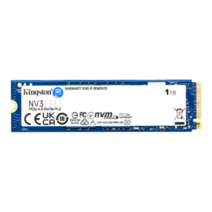440x440 Kingston SSD | NV3 | 1000 GB | SSD form factor M.2 2280 | Solid-state drive interface PCIe NVMe Gen 4.0 (x4) | Read speed 6000 MB/s | Write speed 4000 MB/s