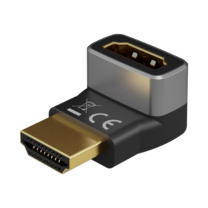 440x440 Goobay HDMI Angled Adapter 90° Vertical, 8K at 60 Hz, Gold-Plated, Black/Silver | 72009