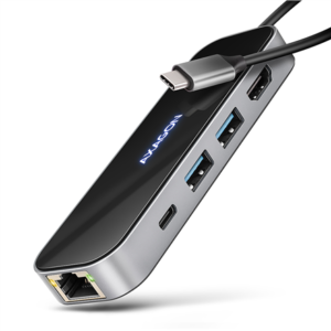 440x440 AXAGON USB-C 5Gbps GLASS 6in1 Hub | HMC-6GLN