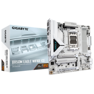 Gigabyte B850M EAGLE WF6E ICE | Processor family AMD | Processor socket AM5 | DDR5 | Supported hard disk drive interfaces SATA, M.2 | Number of SATA connectors 4
