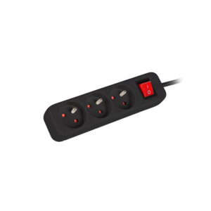 440x440 Lanberg Cable Power Strip, 3X French Outlets with Switch, Quality-Grade Copper, 1.5 m | PS1-03E-0150-BK