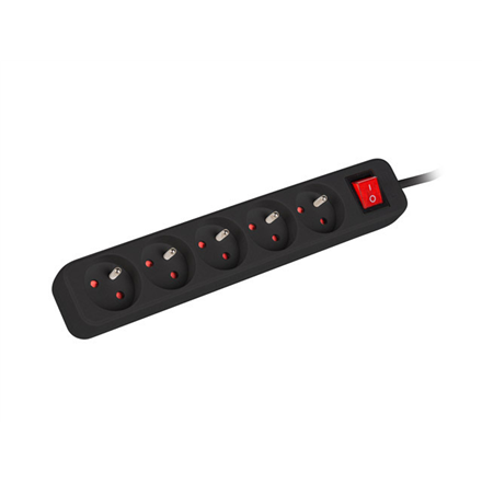 Lanberg Cable Power Strip 3M 5X French Outlets with Switch, Quality-Grade Copper | PS1-05E-0300-BK