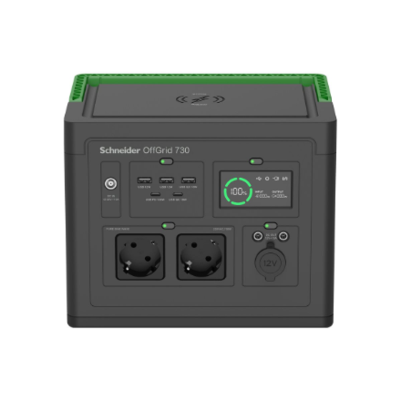 440x440 Schneider Electric OffGrid Portable Power Station 730, 738Wh Lithium-ion, LCD, 2 CEE 7/3 Schuko outlets, Sinewave, 3 USB-A, 2 USB-C, Wireless Charger | PPS730-GR