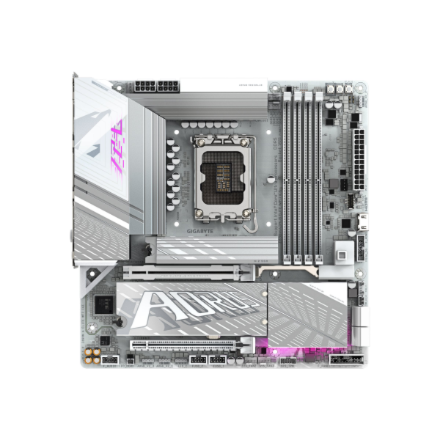 440x440 Gigabyte Z890M A ELITE WF7 ICE | Processor family Intel | Processor socket LGA1851 | DDR5 | Supported hard disk drive interfaces SATA, M.2 | Number of SATA connectors 4