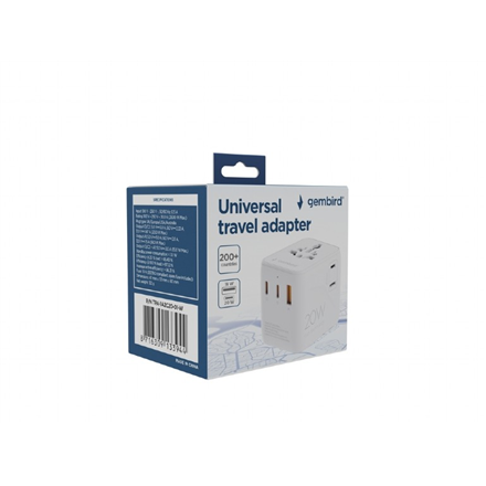 440x440 Gembird Universal travel power adapter | TPA-1A2C20-01-W | 20 W | Travel Adapter