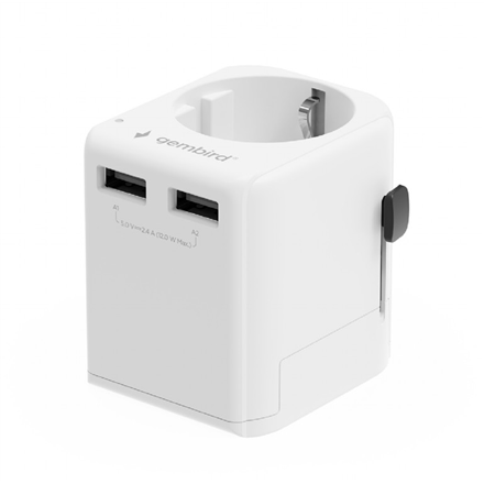 Gembird EU to Universal travel power adapter, 12W | TPA-EU2A12-01-W | 5 V