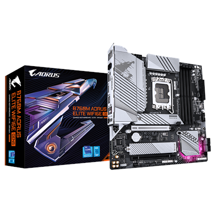440x440 Gigabyte B760M AORUS ELITE WIFI6E GEN5 | Processor family Intel | Processor socket LGA1700 | DDR5 | Supported hard disk drive interfaces M.2, SATA | Number of SATA connectors 4