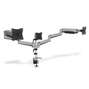 Digitus Desk Mount | Triple Monitor Gas Spring Mount DA-90363 | Adjustable Height, Tilt, Swivel | 15-27 ” | Maximum weight (capacity) 3×6 kg | Silver