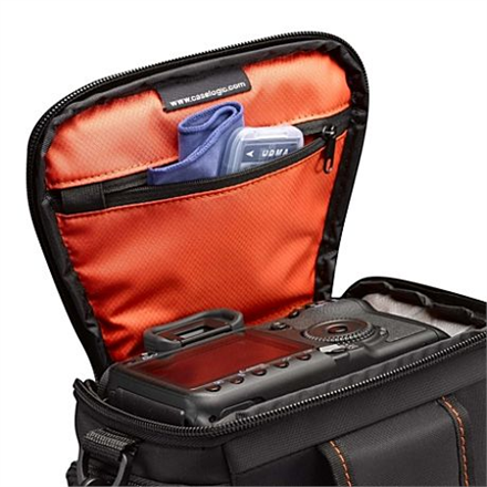 440x440 Case Logic | DCB-306 SLR Camera Bag | Black | * Designed to fit an SLR camera with standard zoom lens attached * Internal zippered pocket stores memory cards, filter or lens cloth * Side zippered pockets store an extra battery, cables, lens cap, or small accessories * Lid unzips to create a wide opening for easy, quick access to the grip of your camera * Padded base protects your camera and lens * Integrated belt loop, padded handle and removable shoulder strap offer multiple carrying options