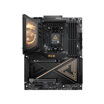 440x440 MSI MEG X870E ACE MAX | Processor family AMD | Processor socket AM5 | DDR5 | Supported hard disk drive interfaces SATA, M.2 | Number of SATA connectors 4