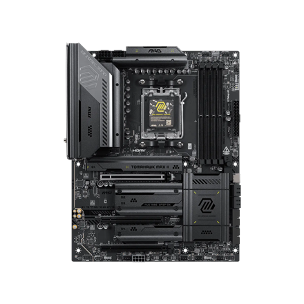 440x440 MSI MAG B850 TOMAHAWK MAX WIFI II | Processor family AMD | Processor socket AM5 | DDR5 | Supported hard disk drive interfaces SATA, M.2 | Number of SATA connectors 4