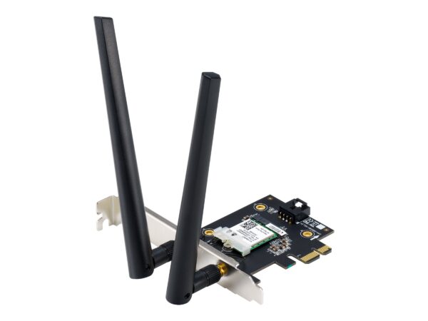 original Asus | AX1800 Dual-Band Bluetooth 5.2 PCIe Wi-Fi Adapter | PCE-AX1800 | 802.11ax | 574+1201 Mbit/s | Mesh Support No | MU-MiMO Yes | No mobile broadband | Antenna type External