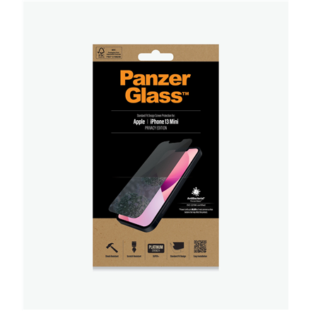 440x440 PanzerGlass | Apple | iPhone 13 Mini | Tempered glass | Black | Crystal clear; Resistant to scratches and bacteria; Shock absorbing; Easy to install | Privacy Screen Protector