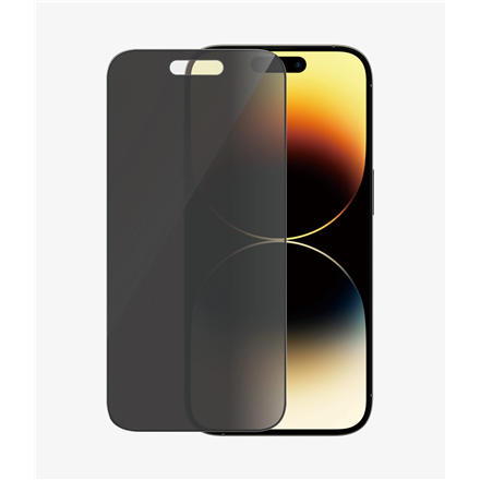 440x440 PanzerGlass | Screen protector | Apple | iPhone 14 Pro | Glass | Black | Ultra-Wide Fit; Easy installation; Privacy Filter; Fingerprint resistant | Privacy