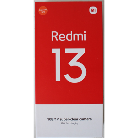 Xiaomi | Redmi | 13 | Midnight Black | 6.79 " | IPS LCD | 1080 x 2460 pixels | Mediatek | Internal RAM 8 GB | 256 GB | microSDXC | Dual SIM | Nano SIM | 4G | Main camera resolution 108+2 MP | Secondary camera resolution 13 MP | Android | 14 | 5030 mAh | Warranty 24 month(s) | DEMO, SCRATCHED SCREEN PROTECTION