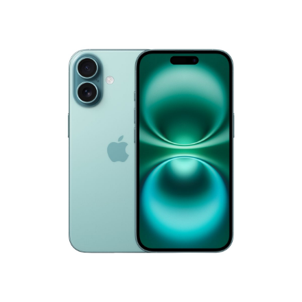 440x440 Apple | iPhone 16 | Teal | 6.1 " | Super Retina XDR display | 2556 x 1179 pixels | A18 | Internal RAM 8 GB | 128 GB | Dual SIM | 4G | Main camera resolution 48+12 MP | Secondary camera resolution 12 MP | iOS | 18