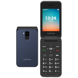myPhone Flip | LTE | Navy Blue | 2.8 ” | TFT | 48 MB | 128 MB | 3G | Bluetooth | 2.1 | USB version Type-C | Built-in camera | Main camera resolution 1.3 MP | 1000 mAh