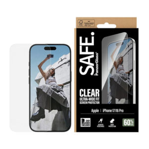 440x440 PanzerGlass Screen protector | Apple | iPhone 16 Pro/iPhone 17 | Transparent | Ultra-Wide Fit w. EasyAligner