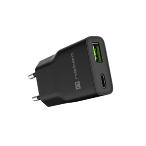 440x440 Natec Ribera USB Charger Gan Slim USB 1X USB-A + 1X USB-C 20W | NUC-2377