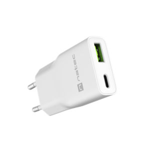 440x440 Natec Ribera USB Charger Gan Slim USB 1X USB-A + 1X USB-C 20W | NUC-2376