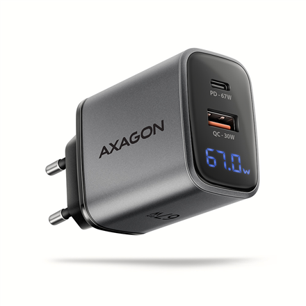 AXAGON Wall charger 67W, USB-A + USB-C, PD3.0/PPS/QC4+/SF | ACU-PQ67D