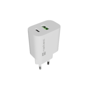 440x440 Natec Ribera USB Charger 1X USB-A + 1X USB-C 20W, White