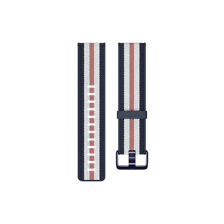 Fitbit | Versa-Lite Woven Hybrid Band, large, navy/pink | The Fitbit Versa woven hybrid band is made of polyester woven material on top and fluoroelastomer material on the bottom with an aluminium buckle. | The Fitbit Versa woven hybrid band is not water resistant.