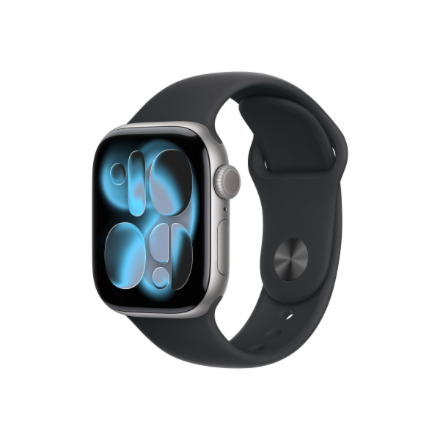 440x440 Apple Watch Series 11 GPS + Cellular 42mm Space Grey Aluminium Case with Black Sport Band - M/L | Apple