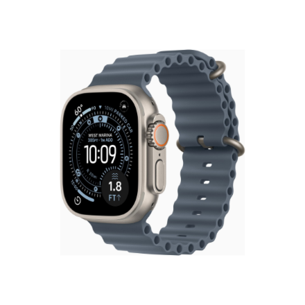 Apple Watch Ultra 3 GPS + Cellular 49mm Natural Titanium Case with Anchor Blue Ocean Band | Apple
