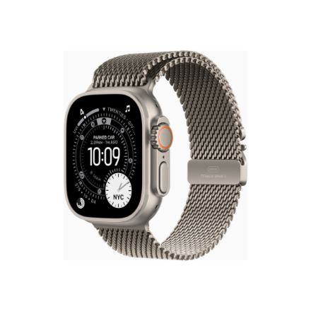 Apple Watch Ultra 3 GPS + Cellular 49mm Natural Titanium Case with Natural Titanium Milanese Loop - Medium | Apple