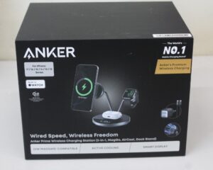 SALE OUT. Anker Prime Wireless Charging Station Qi2.2  25W wireles charging  (3-in-1, MagGo, AirCool, Dock Stand) PSU added | UNPACKED, SCRACHED ON SCREEN