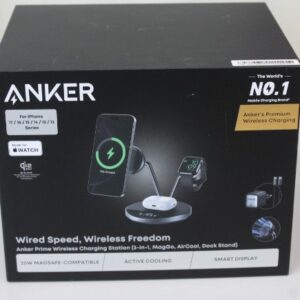 SALE OUT. Anker Prime Wireless Charging Station Qi2.2  25W wireles charging  (3-in-1, MagGo, AirCool, Dock Stand) PSU added | UNPACKED, SCRACHED ON SCREEN