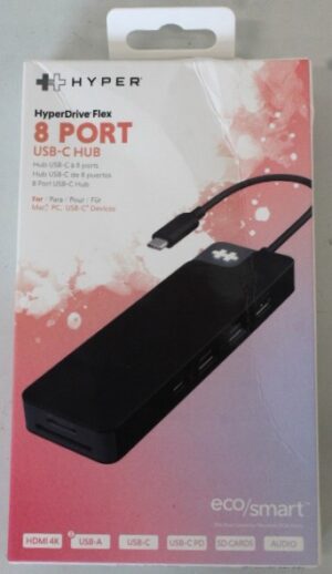 original SALE OUT. Hyper HyperDrive Flex 8 Port USB-C Hub, Black | Hyper HyperDrive Flex 8 Port USB-C Hub, Black | HD4102BKGL | HDMI ports quantity 1 | Warranty 23 month(s) | DAMAGED PACKAGING