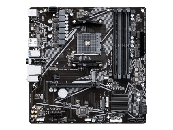 original Gigabyte B550M K WIFI6E | Processor family AMD | Processor socket AM4 | DDR4 SDRAM | Supported hard disk drive interfaces SATA, M.2 | Number of SATA connectors 4