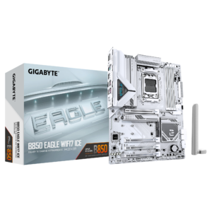 original Gigabyte B850 EAGLE WF7 ICE | Processor family AMD | Processor socket AM5 | DDR5 | Supported hard disk drive interfaces SATA, M.2 | Number of SATA connectors 4