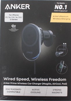 SALE OUT. Anker Prime Wireless Car Charger Qi2.2  25W wireles charging (MagGo, AirCool, Pad) | Anker Prime Wireless Car Charger Qi2.2, 25W wireles charging (MagGo, AirCool, Pad) | DEMO