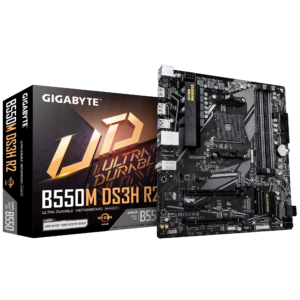 original Gigabyte B550M DS3H R2 | Processor family AMD | Processor socket AM4 | DDR4 DIMM | Supported hard disk drive interfaces SATA, M.2 | Number of SATA connectors 4