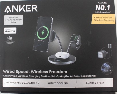 original SALE OUT. Anker Prime Wireless Charging Station Qi2.2 25W wireles charging (3-in-1, MagGo, AirCool, Dock Stand) PSU added, Black | Anker Prime Wireless Charging Station Qi2.2 25W wireles charging (3-in-1, MagGo, AirCool, Dock Stand) PSU added | DEMO