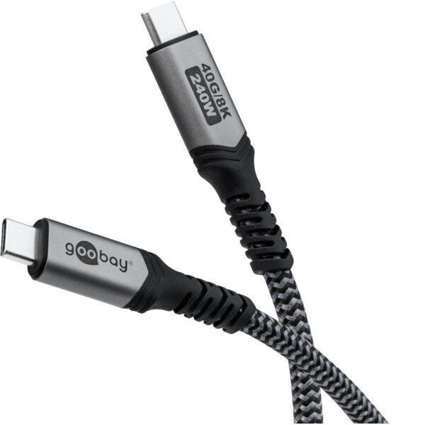 original Goobay USB-C Cable, USB4, 1.8 m, bBack/Silver | USB-C to USB-C