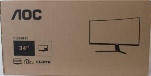 SALE OUT. AOC CU34B3E Curved 34″ 3440×1440/21:9/300cd/m2/4ms HDMI, DisplayPort, USB, Audio out | Warranty 36 month(s) | DAMAGED PACKAGING