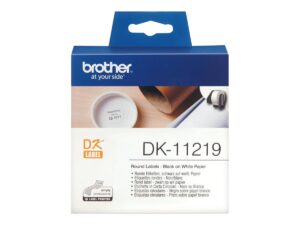 Brother Round paper labels DK-11219 | Black on White | 12 mm