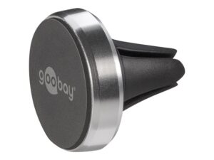 original Goobay | Magnetic mount Metal Slim Design for smartphones (35mm) | 38685 | Black/Silver | Magnetic holder is suitable for almost every smartphone; Quick-Snap assembly technology for quick and easy use; Smart and almost invisible fastening option on the car’s ventilation shaft; Is also perfect as a table stand for the smartphone