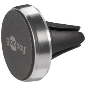 Goobay | Magnetic mount Metal Slim Design for smartphones (35mm) | 38685 | Black/Silver | Magnetic holder is suitable for almost every smartphone; Quick-Snap assembly technology for quick and easy use; Smart and almost invisible fastening option on the car’s ventilation shaft; Is also perfect as a table stand for the smartphone