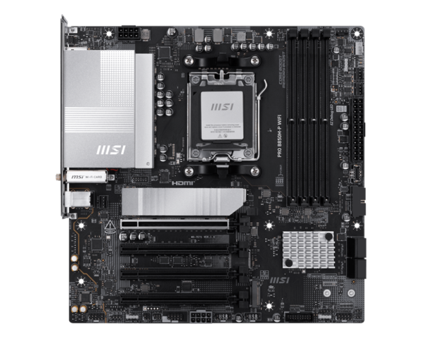 original MSI PRO B850M-P WIFI | Processor family AMD B850 | Processor socket AM5 | DDR5 | Supported hard disk drive interfaces SATA, M.2 | Number of SATA connectors 4