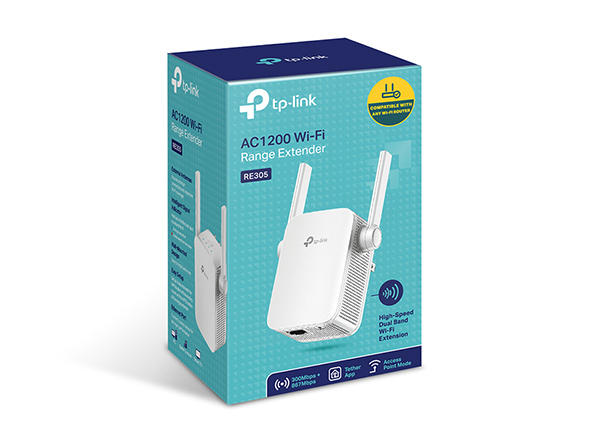 original TP-LINK | Extender | RE305 | 802.11ac | 2.4GHz/5GHz | 300+867 Mbit/s | 10/100 Mbit/s | Ethernet LAN (RJ-45) ports 1 | MU-MiMO No | no PoE | Antenna type 2xExternal