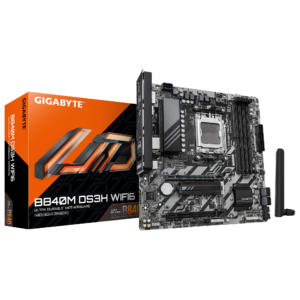original Gigabyte B840M DS3H WIFI6 (rev. 1.1) | Processor family AMD | Processor socket AM5 | DDR5 | Supported hard disk drive interfaces SATA, M.2 | Number of SATA connectors 4