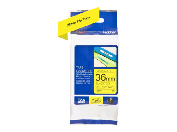 original Brother | TZe-661 Laminated Tape | Black on Yellow | TZe | 8 m | 3.6 cm